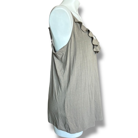 Tommy Bahama Tambour Ruffle Top XL Bungee Cord Taupe Tank NWT MSRP $68 - Picture 2 of 7
